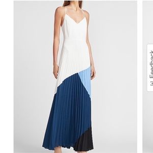 Express colorblock pleated maxi dress